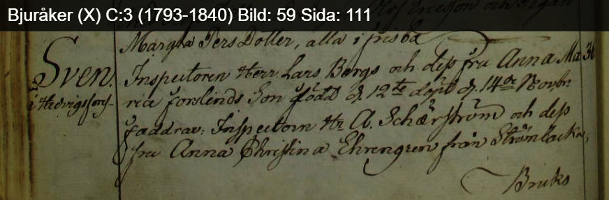 Sven Berg D&oslash;bt i Bjur&aring;ker kirke